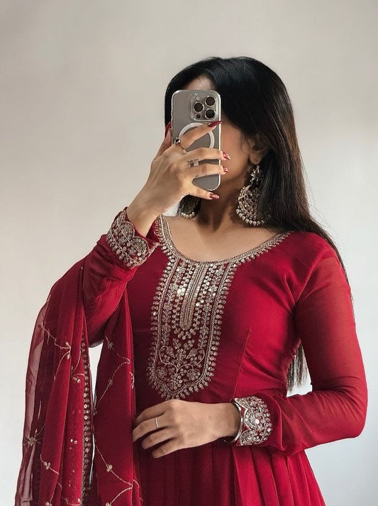 Designer Party Gown with Dupatta Set